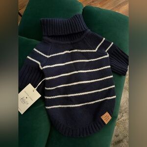 NWT Draper James “The Foggy Dog” Navy Knitted Striped Dog Sweater - Small